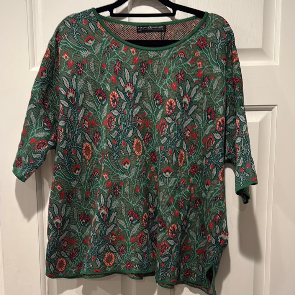 Peruvian Connection Brown 3/4 Sleeve Boxy Blouse